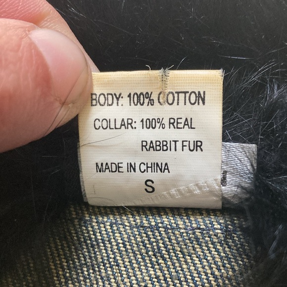 Jean vest with real black rabbit for - Picture 3 of 5